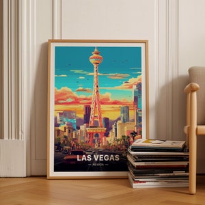 Las Vegas Travel Poster, Nevada Art, Scenic Wall Art, Gift for Travel Enthusiasts, Home and Office Decor, C20-249