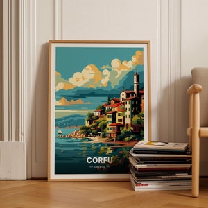 Greece Travel Poster, Corfu Island Art, Wall Decor for Home and Office, Greek Landscape Print, Travel Enthusiast Gift Idea, C20-1116