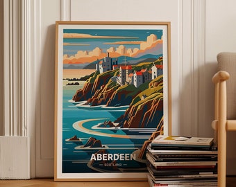 Aberdeen Scotland Cityscape Travel Poster, Perfect Wall Art for Home Decor, Unique Birthday or Wedding Gift, C20-601