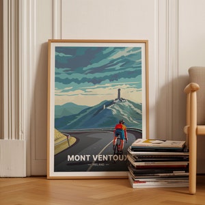 Provence Scenic Mont Ventoux Cycling Poster, French Alps Road Bike Adventure, Tour de France Inspired Retro Travel Wall Art, C20-1688