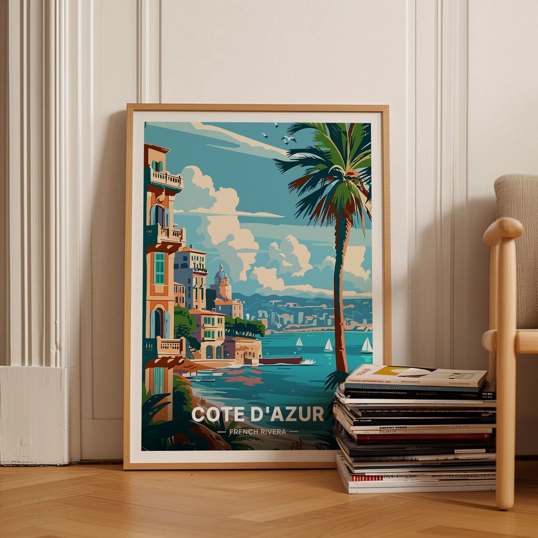 Cote D'azur Travel Poster, French Riviera Wall Art, C20-1034 - Etsy