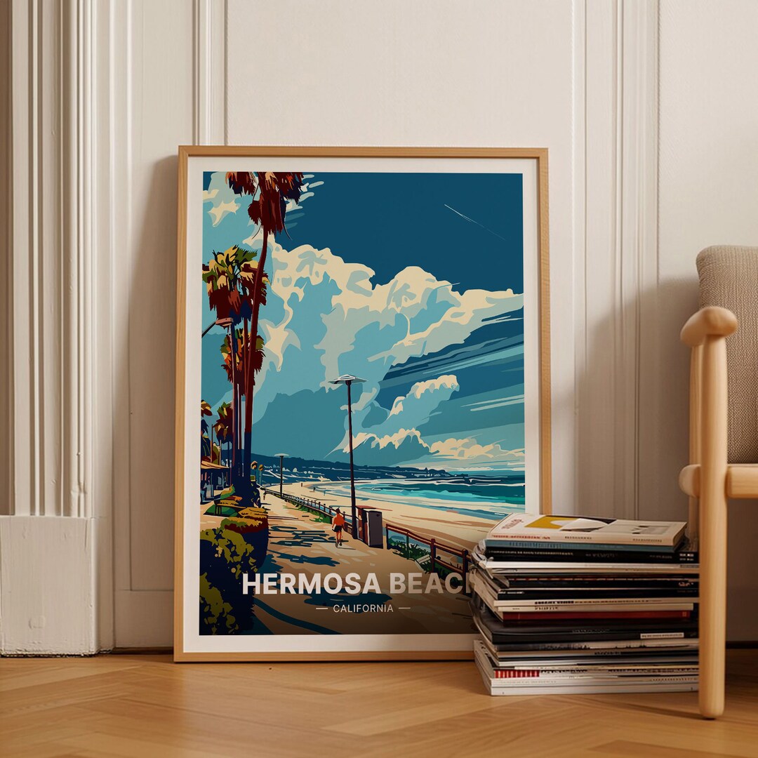 Hermosa Beach Poster, California Travel Art, Coastal Wall Decor for ...