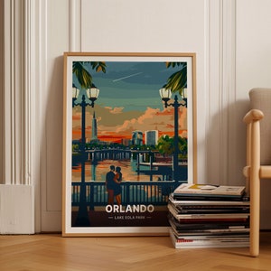 Los Angeles, Florida kunst aan de muur, poster Lake Eola Park, VS reisdecor, ideale housewarming en verjaardagscadeau, C20-978
