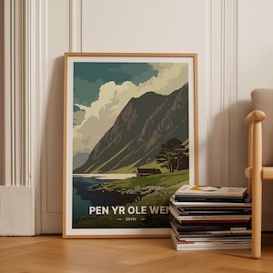 Pen Yr Ole Wen Eryri Landscape Poster, Wales Mountain Wall Art, Travel Decor, Nature Scenery Souvenir, C20-1806