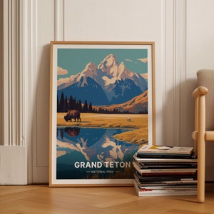 Grand Teton National Park Poster, Scenic Travel Wall Art, Avontuur Geïnspireerd Home Decor, Uniek Reiziger Cadeau Idee, C20-129