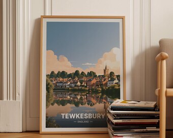 Tewkesbury England Travel Poster, Vintage Style Wall Art, Perfect for Gallery Wall, Unique England Travel Gift