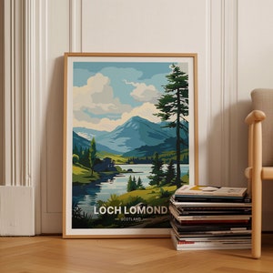Loch Lomond Travel Poster, Scotland Landscape, Home Decor, Wall Art, Anniversary Gift, Birthday Present, C20-1009