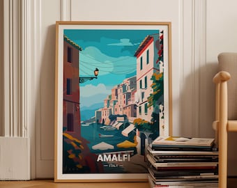Amalfi Coast Italy Travel Poster, Landscape Wall Art, C20-535