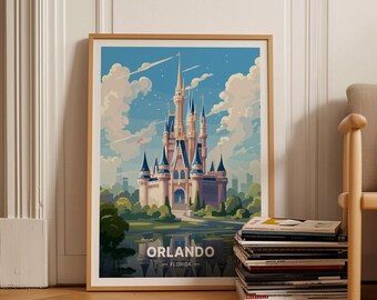 Orlando Skyline Travel Poster, Florida Wall Art, Home & Office Decor, Travel-Inspired Artwork, Cityscape Illustration, C20-12