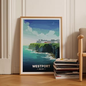 Westport Ireland Travel Poster, County Mayo Art, Irish Landscape Wall Decor, Travel-Inspired Home Decoration, C20-1984