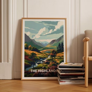 Scotland Highlands Travel Poster, Artistic Home Decor, Wall Art for Travel Enthusiasts, Office Decoration, C20-1856