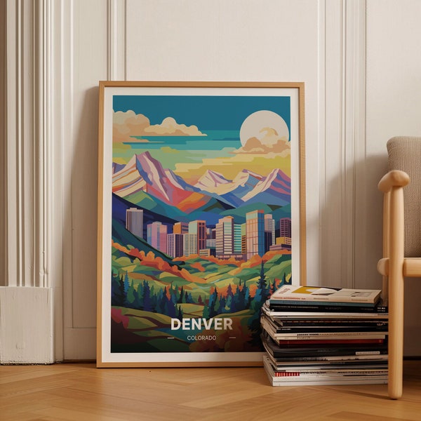 Denver, Colorado Travel Poster, Rocky Mountains, Mid-Century Modern, Home Decor, Office Wall Art, C20-57