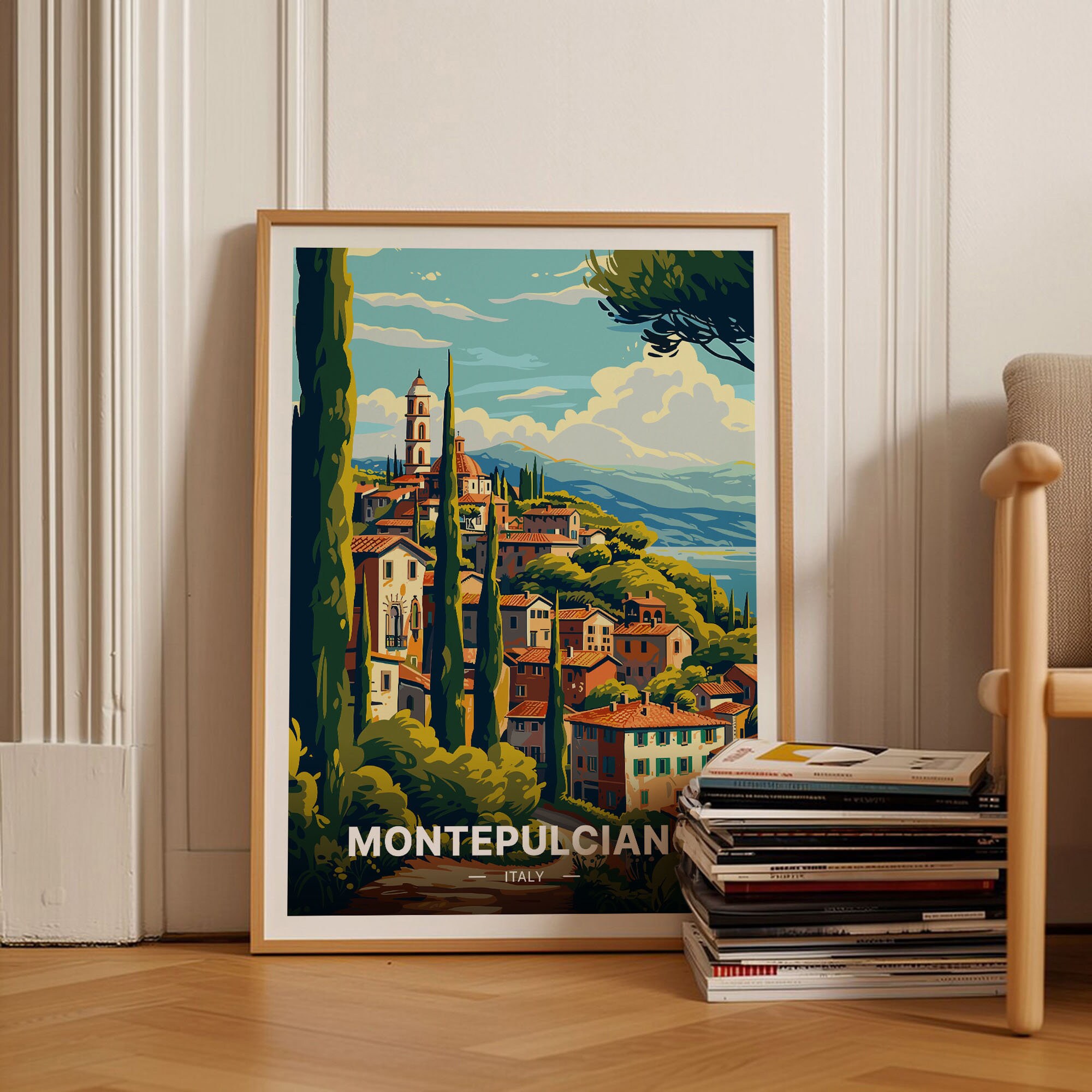 Montepulciano Italy Travel Poster, Vintage Italian Wall Art, C20