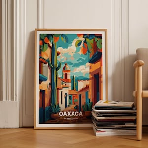 Oaxaca Travel Poster, Mexican Destination Wall Art, Artistic Home Decor, Unique Gift for Travelers, C20-822