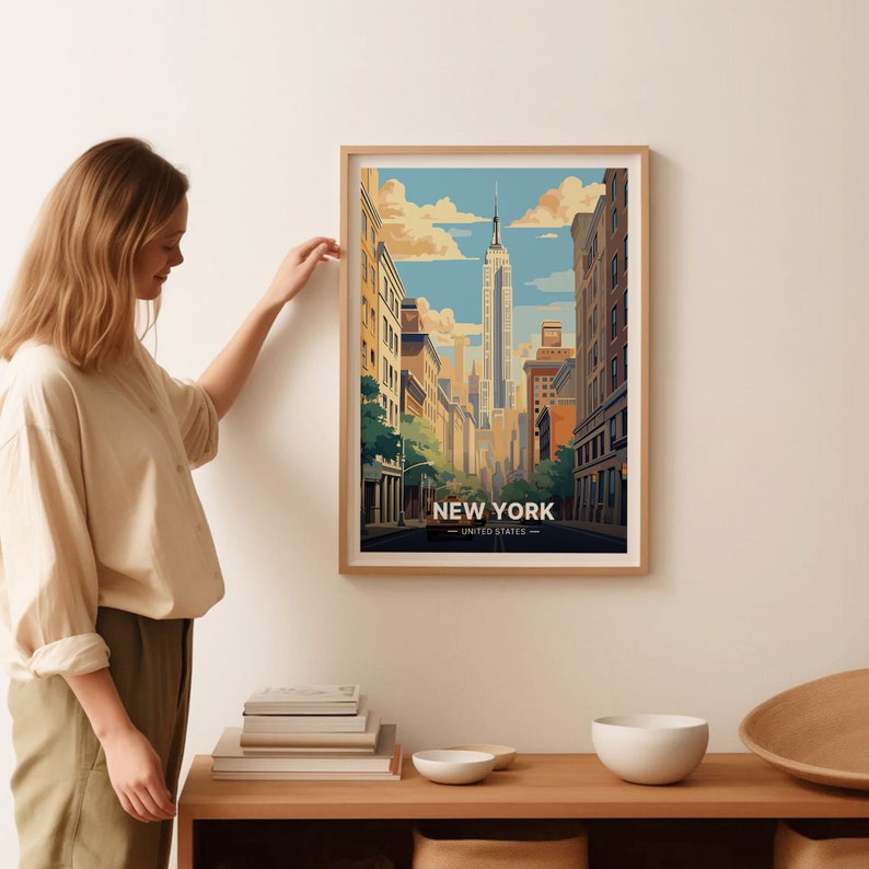 New York City Skyline Poster, NYC Travel Wall Art, Urban Explorer Home ...