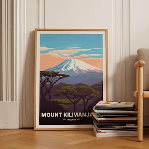 Mount Kilimanjaro Poster, Tanzania Travel Art, African Landscape Wall Decor, Adventure Theme Home Decoration, C20-872