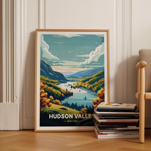 Hudson Valley reisposter, kunst aan de muur staat New York, schilderachtig huisdecor, cadeau kunstliefhebber, reisthema decoratie, C20-1180