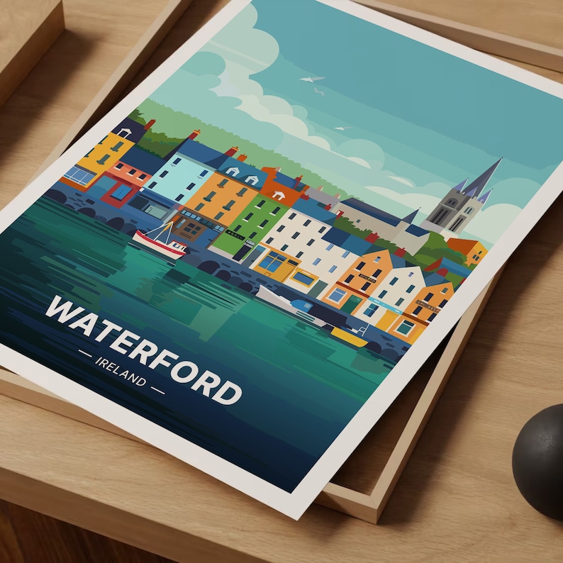 Waterford Travel Poster, Ireland Artwork, City Map Decor, Home & Office Wall Art, County Waterford Landscape, C20-402 image 5