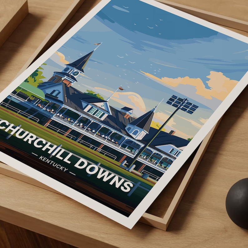 Churchill Downs Art Print, Kentucky Horse Racing Travel Poster, C20-1002 image 5