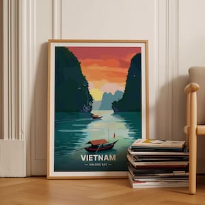 Ha Long Bay Poster, Vietnam Travel Wall Art, Scenic Landscape Home Decor, Adventure Aesthetic Artwork, C20-1132