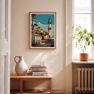 Faro Portugal Travel Poster, Cityscape Lighthouse Art, C20-1422 image 4