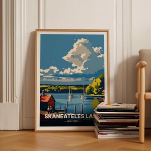 Skaneateles Lake Travel Poster, New York State Art, Home & Office Decor, Art Lover Gift, Wall Art, C20-1173