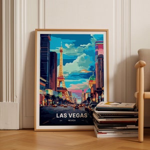 Las Vegas Travel Poster, Nevada Cityscape Artwork, Unique Home & Office Decor, Perfect Gift for Travel Enthusiasts, C20-61