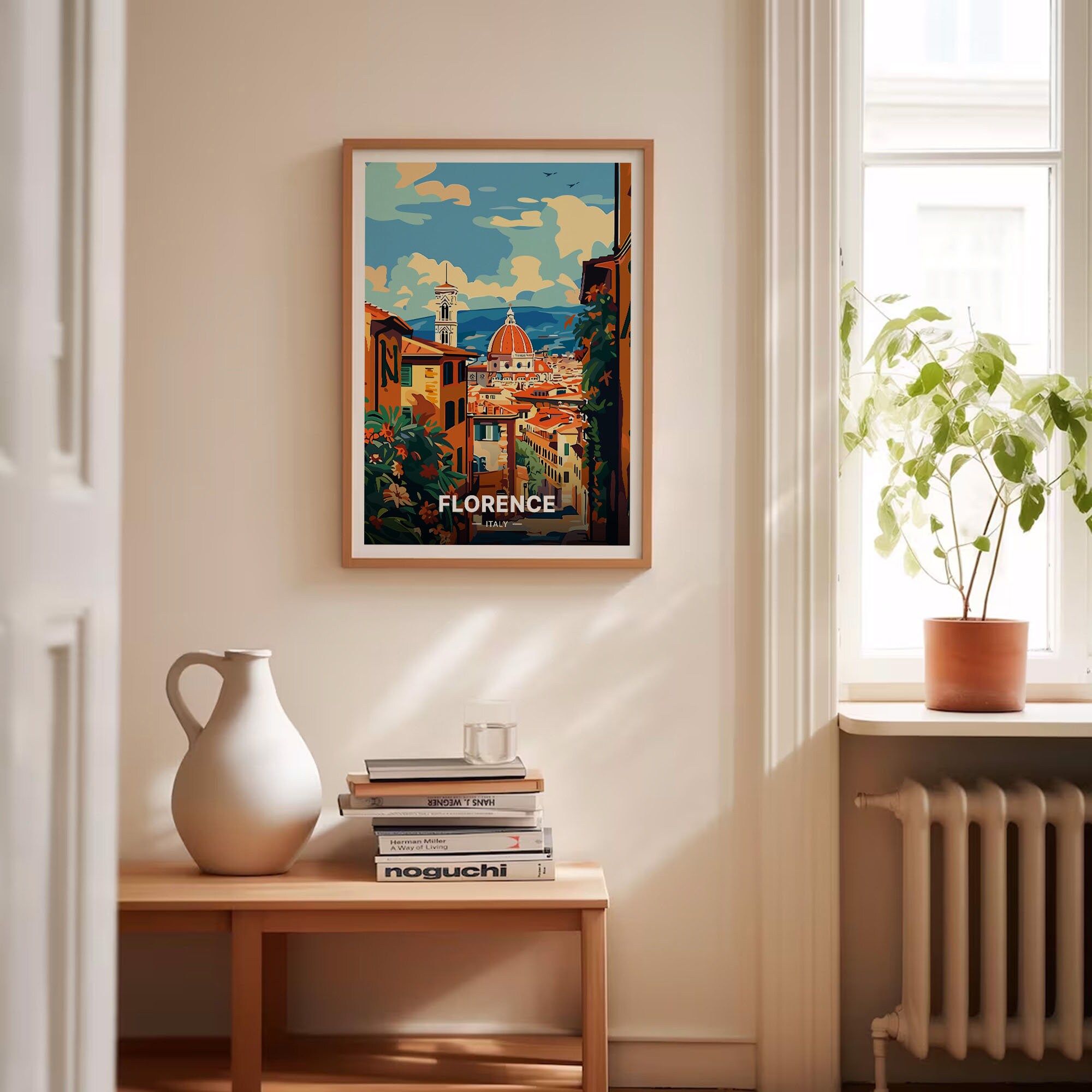 Vintage Florence Italy Poster, Italian Cityscape Travel Art, C20
