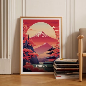 Tokyo Skyline and Mount Fuji Wall Art, Japan Travel Poster, Home Decor, Office Decoration, Gift Idea, C20-96