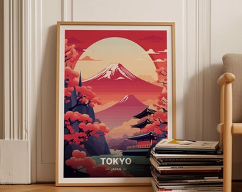 Tokyo Skyline and Mount Fuji Wall Art, Japan Travel Poster, Home Decor, Office Decoration, Gift Idea, C20-96