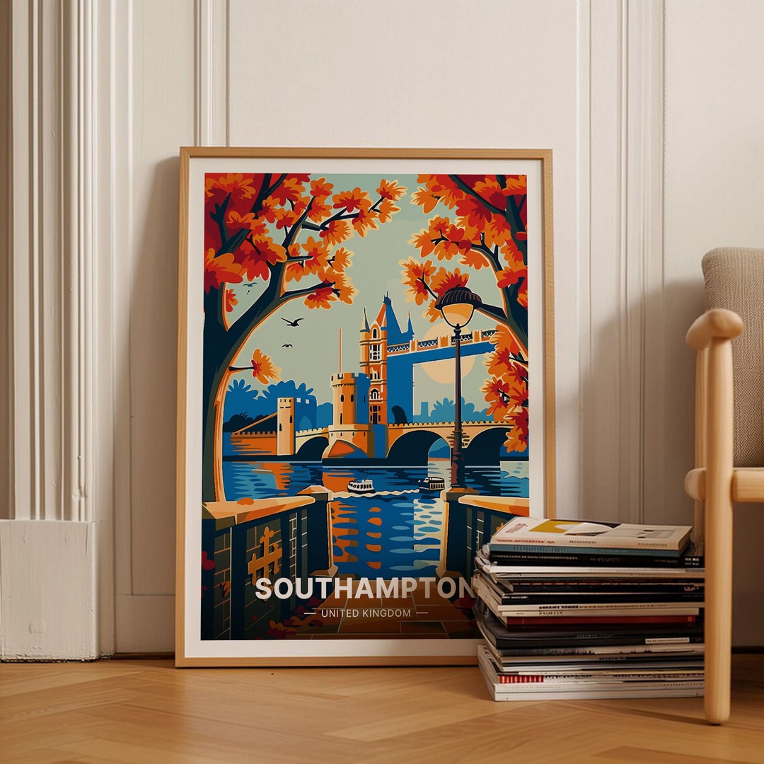 Southampton Cityscape Art Poster, United Kingdom Travel Decor