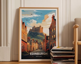Affiche paysage urbain d'Édimbourg, art de la ville européenne, décoration de voyage en Écosse, art mural maison et bureau, cadeau pour voyageurs et aventuriers, C20-40