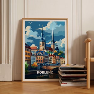 Koblenz Germany Travel Poster, Cityscape Art Print, Home Office Decor, Gift for Travel Enthusiasts, C20-845