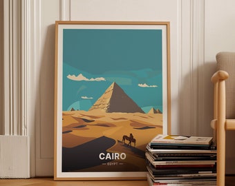 Cairo Egypt Travel Poster, Pyramid Wall Art, C20-920