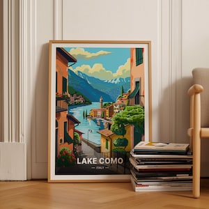 Lake Como Italy Poster, Travel Artwork, Italian Lakes Wall Decor, Scenic Landscape Home Decoration, European Vacation Souvenir, C20-736