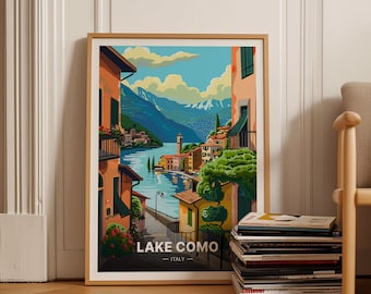 Lake Como Italy Travel Poster, Italian Lakes Scenic Art, C20-736