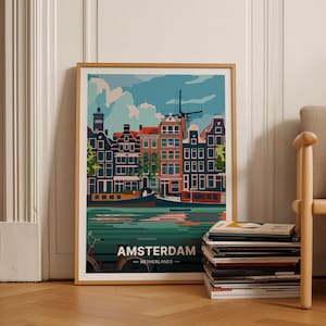 Niederlande Reise Poster, Amsterdam Landschaft Kunst, Europäisches Dekor, Wanderlust Geschenk, C20-1525