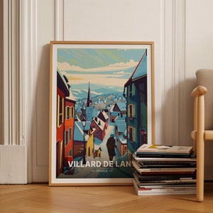 French Alps Ski Resort Travel Poster, Villard de Lans, Vercors Massif, Retro Skiing & Snowboarding Decor, Alpine Wall Art, C20-1113