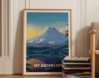 Mt. Bachelor Oregon Travel Poster, Adventure Wall Art, C20-1919