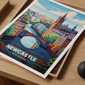 Newcastle Cityscape Art Print, United Kingdom Travel Poster, C20-624 image 5