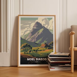 Moel Siabod Eryri Travel Poster, North Wales Landscape, Mountain Wall Art, Scenic Travel Decor, Home & Office Souvenir, C20-1328