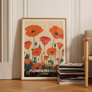 Mohnblume Reiseplakat, Blumendruck, botanisches Druckbild, Wohnkultur, einzigartiges Geschenk für Reiseliebhaber, C20-395