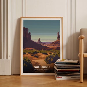 Saguaro-Nationalpark-Reiseplakat, Tucson-Arizona-Wüste Kaktus-Kunst, vom Grand Canyon inspiriertes Wanddekor, Americana Retro Hauptgeschenk, C20-1961