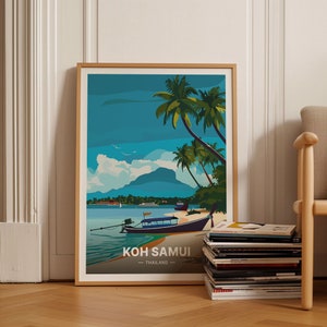 Koh Samui Travel Poster, Retro Thailand Wall Art, Exotic Destination Decor, Travel-Themed Home Art, C20-691