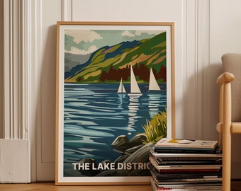 Lake District Travel Poster, Periodic Table Style, Hiking Trails & Waterfalls Art, National Park Adventure Gift, Outdoor, C20-167