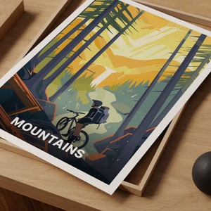 Mountain Bike Travel Poster, Extreme Sports Wall Art, C20-314 bild 5