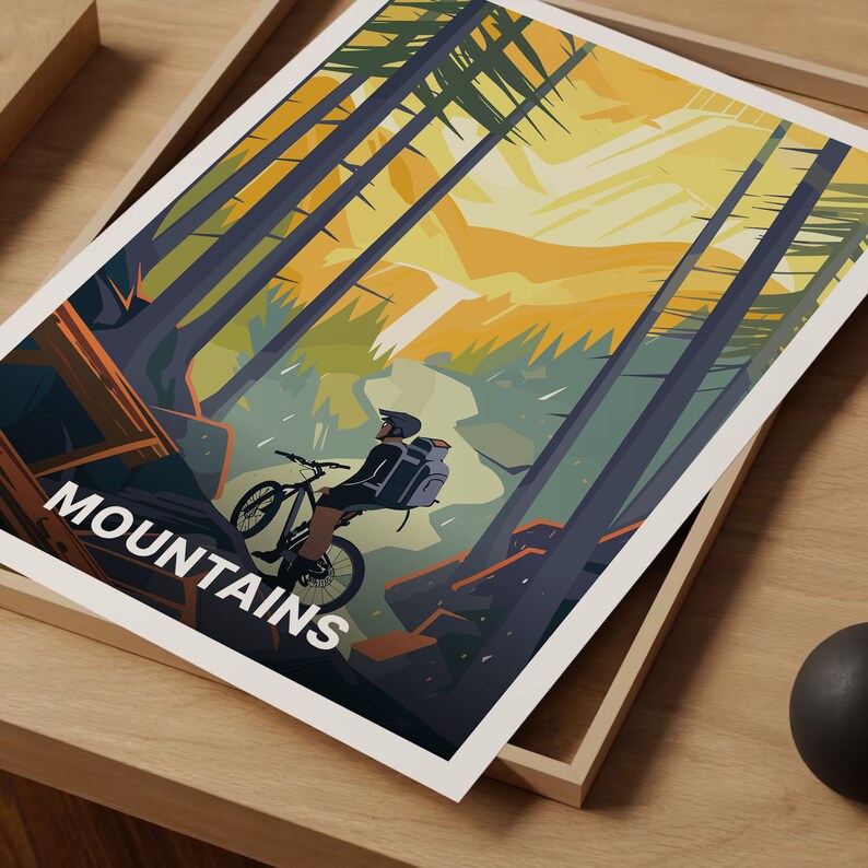 Mountain Bike Travel Poster, Extreme Sports Wall Art, C20-314 bild 5