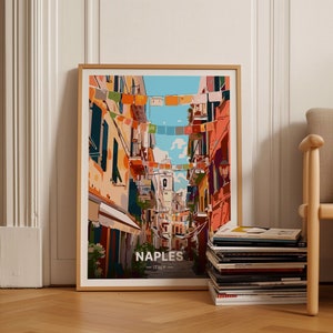 Napoli Travel Poster, Naples Italy Landscape, Mid-Century Modern Wall Art, Eclectic Home Decor, C20-304