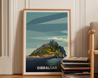 Gibraltar Scenic Landscape Poster, Travel Wall Art, City View Home Decor, Explorer Gift Idea, C20-628