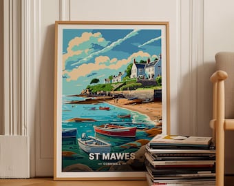 St Mawes Travel Poster, England Coastal Art Print, C20-1101
